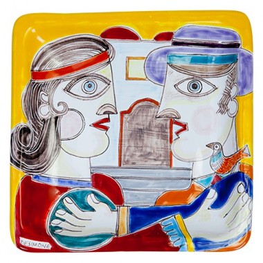 Ceramic handmade sicilian Squared Plate hug 24x24 DS 09 Ceramic handmade sicilian Squared Plate hug 24x24 DS 09